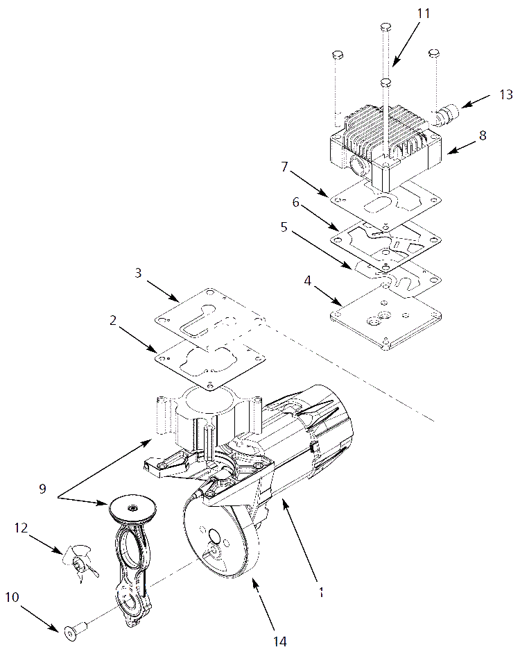 Pump Parts Diagram and Parts List for WL650700  Campbell Hausfeld Compressor